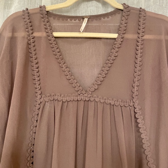 RARE-Free People Mauve Sheer Boho Festival Dress - Picture 2 of 6